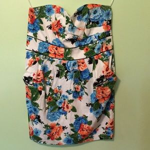 Torrid Strapless Sweetheart Neck Floral Dress